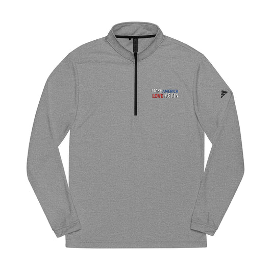 Make America Love Again Embroidered Quarter-Zip Pullover — Performance Adidas-Style Golf Top