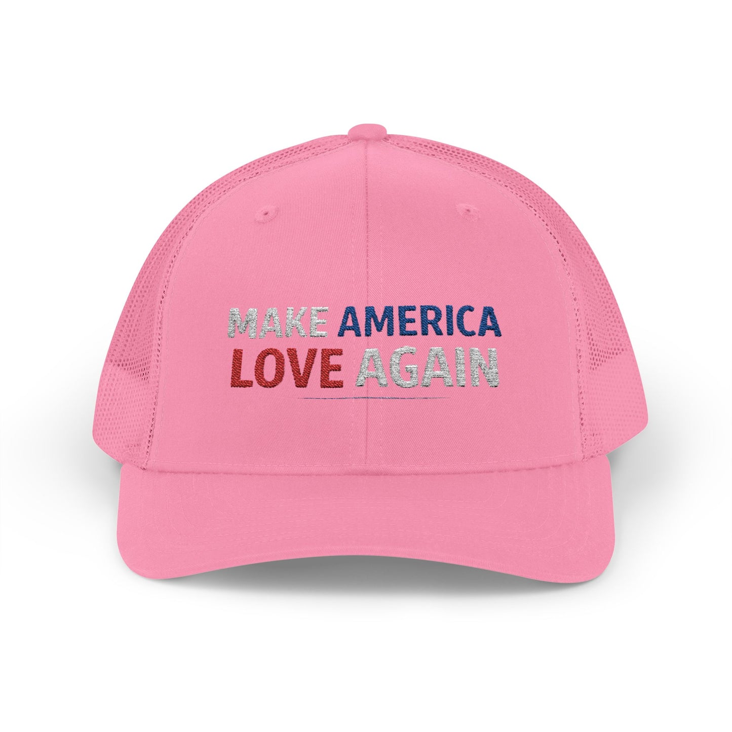 Make America Love Again Trucker Cap – Patriotic Red White Blue Snapback