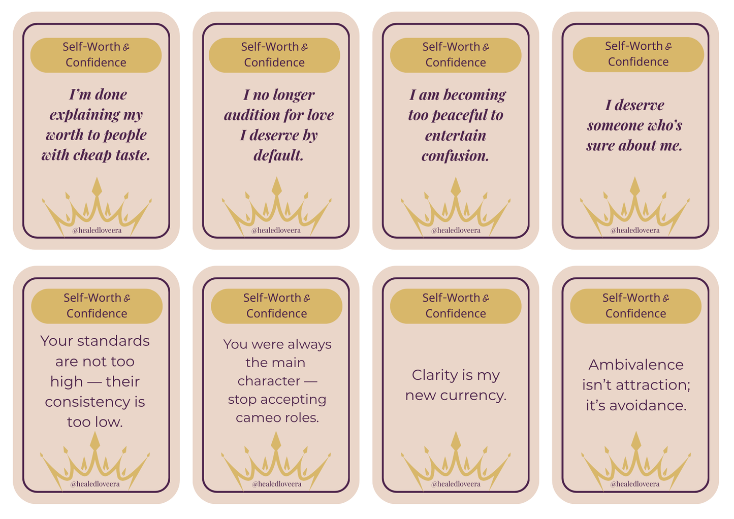 Healed Love Era™ Printable Affirmation Cards (60-Card Deck)