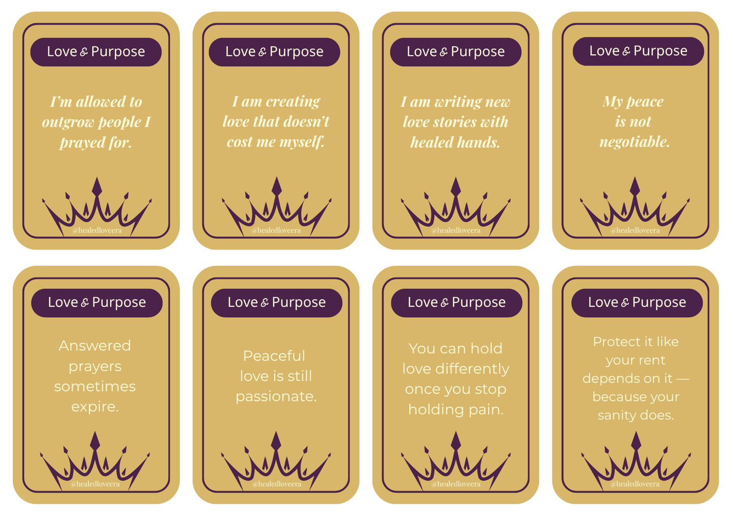Healed Love Era™ Printable Affirmation Cards (60-Card Deck)